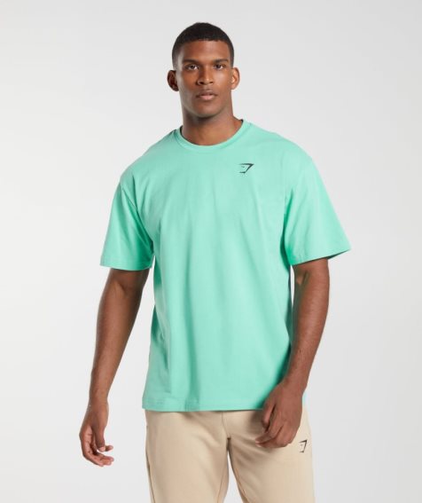 Men's Gymshark Essential Oversized T-Shirts Turquoise | CA N1A3D6